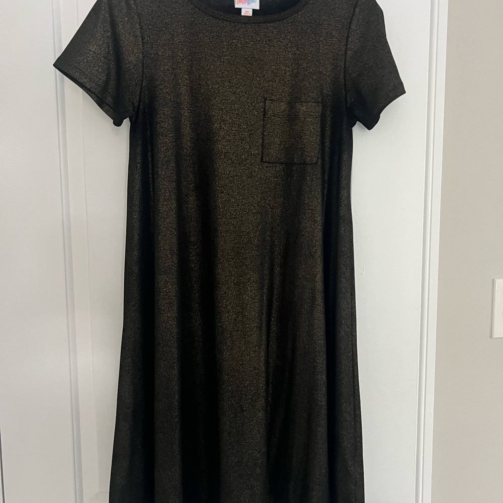 LuLaRoe Black and Gold Shimmer Dress